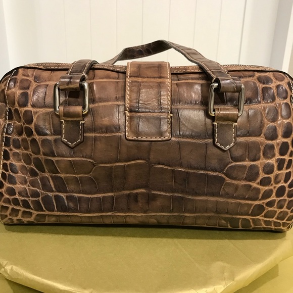 Dooney & Bourke Brown Croc Embossed Bag - Picture 3 of 14